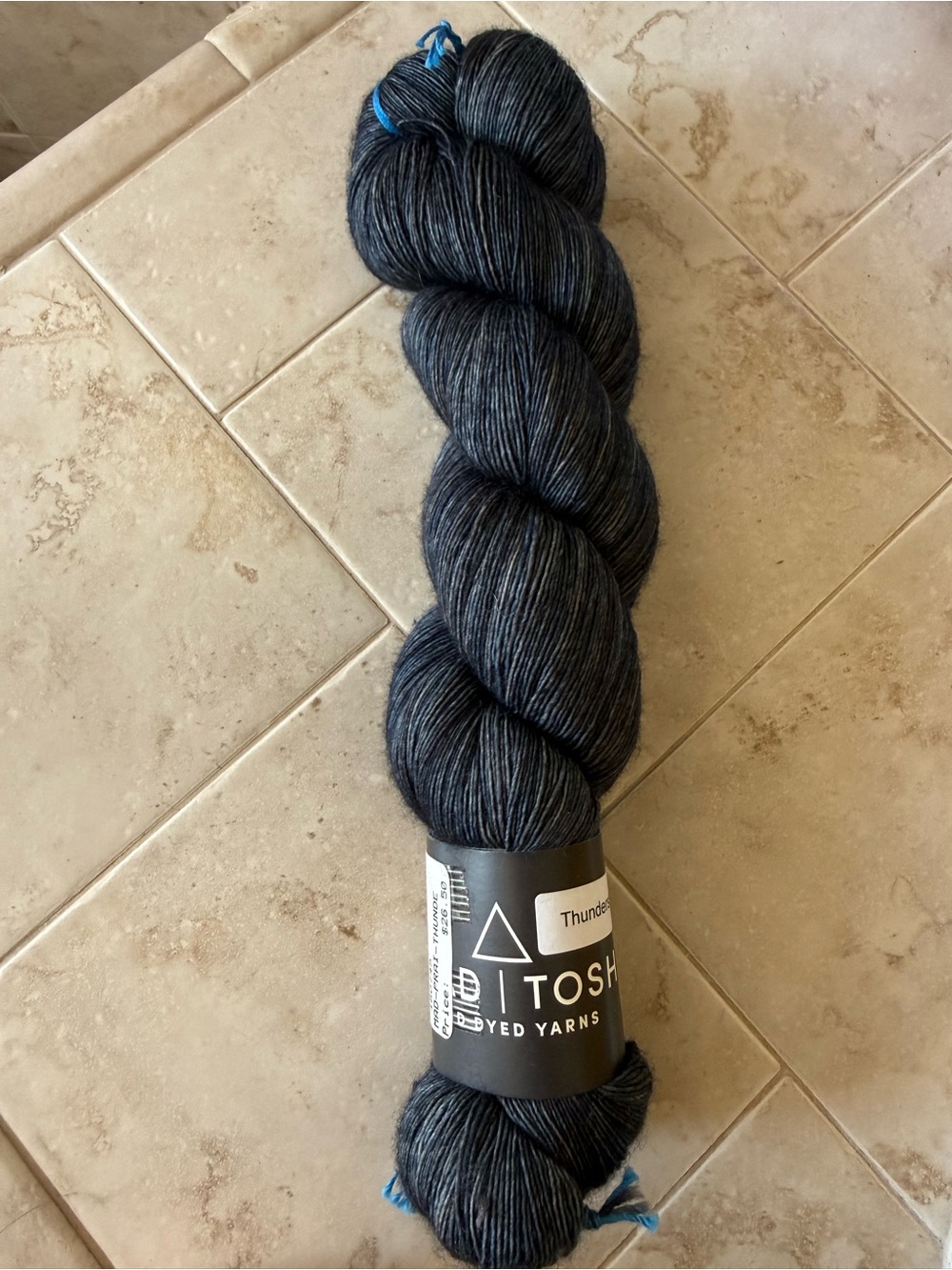 Madeline Tosh Hand-Dyed Wool Yarn in Thunderstorm Gray 1 Hank